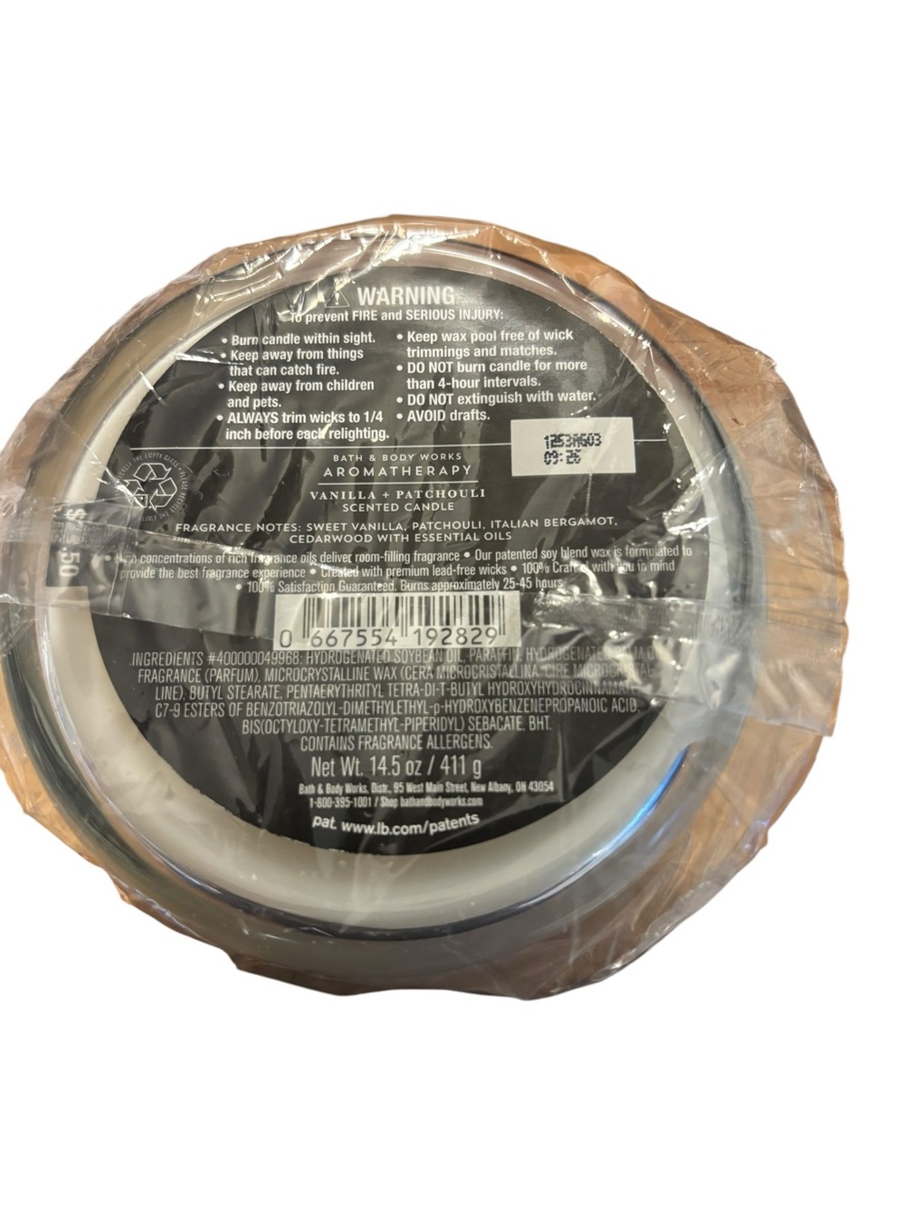Bath & Body Works 3-Wick Scented Candle - Vanilla + Patchouli - Picture 2 of 2